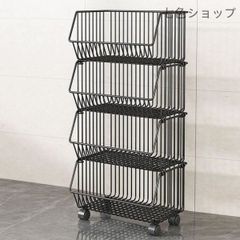 キッチンワゴン キャスター付き 収納ラック 3段 ワゴン メッシュ バスケット スチール マルチワゴン ラック 収納 棚 おしゃれ すき間 小物