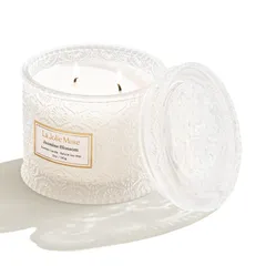 LA JOLIE MUSE アロマキャンドル ジャスミンの香り ホームフレグランス ラージ 2本の芯 ガラスの瓶 340g ギフト プレゼント クリーンな燃焼