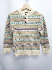 ◇ ⊇ EASTBOY イーストボーイ 総柄 ウール 長袖 ニット セーター サイズ9 ベージュ グリーン系 マルチ レディース E  【1507160008789】
