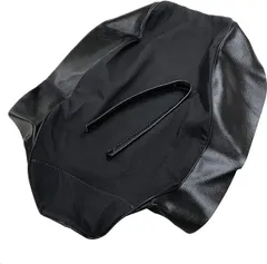 カワサキ ゼファー400 (ZR400 C3-7) 専用設計 シートカバー日本製(厚手生地)【生地色:スベラーヌ黒/タンデムベルト付き/パイピング:黒/ステッチ:透明】張替タイプ