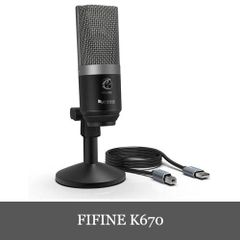 FIFINE K670 USBマイク コンデンサーマイク イヤホン端子付き マイクスタンド高さ調節可能 USBケーブル付き Windows/Mac