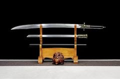 偃月薙刀 三段式組立て 暗刀内蔵 全長 153cm 高クロム鋼刃 × 亜鉛合金装具 全長 153cm 重量 2.6kg コスプレ・ディスプレイ用 美術刀 刀装具 模擬刀 居合刀 日本刀 模造刀 鑑賞用 武具