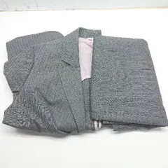 ◇ Θ Perfect Suit Factory ストライプ柄 ひざ丈 スカートスーツ サイズ13号 グレー系 レディース E  【1502180083549】