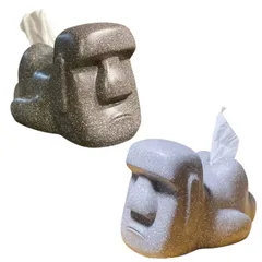 sac taske モアイ像 ティッシュケース おもしろグッズ モアイ ティッシュホルダー 面白いプレゼント (2色セット) [2色セット]