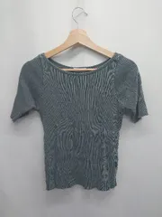 ◇ ⊂ BEAUTY&YOUTH ビューティ&ユース リブ 五分袖 Tシャツ カットソー ネイビー系 レディース E  【1506110000415】