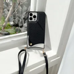 スマホショルダー  iPhoneスマホカバー ケース ブラック  アイフォン14 13 12 11 SE pro Max plus mini かわいい オシャレ アイフォーン ショルダーストラップ付  スマートフォンカバー