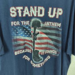 ミリタリー Tシャツ 両面プリント USAフラッグ ネイビー メンズ 古着 アメカジ ワーク系