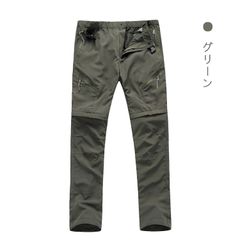 カーゴパンツ　ミリタリーパンツアウトドア パンツボトムス メンズ 長ズボン　ハーフパンツ 2way 2WAY 着脱式ドライミリタリーズボン速乾メンズ キャンプ フェス スポーツ機能性ストリートファッション(グリーン)