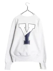 【お得なクーポン配布中!】 00s チャンピオン リバースウィーブ YALE 両面 カレッジ プリント スウェット メンズ S オールド Champion トレーナー 裏起毛 霜降り 杢 灰