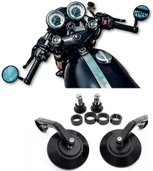 world Imp Motor バーエンドミラー CNC バイク 汎用 社外品 オートバイ 反射 防止 鏡面 丸形( ブラック)
