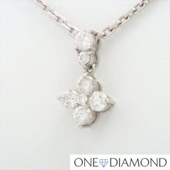 ダイヤ ネックレス プラチナ 天然ダイヤモンド フラワー Pt900 Pt850 7.4g 0.73ct
