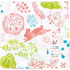 ミヤモトタオル(Miyamoto-towel) 和ざらしハンカチ to* アニマルフォレスト サンポ 52×52cm 1