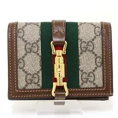 GUCCI 〔グッチ ジャッキー 1961〕カードケース ウォレット コイン＆紙幣入れ付き 645536 ベージュ＆エボニー 【中古】Sランク