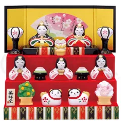 雛人形 コンパクト 陶器 小さい 可愛い ひな人形/錦彩花かざり雛(三段飾り) /ミニチュア 初節句 お雛様 おひな様 雛飾り 