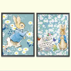 中級 フル ダイヤモンドアート キット ビーズ刺繍 ピーターラビット うさぎ デイジー 白い花 モザイクアート リハビリ 趣味 絵画 カラービーズ