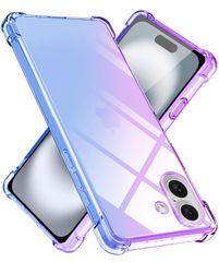 【新着商品】16 Plus 用 ケース クリア TPU iPhone 薄型 軽量 グラデーション色 ケース アイフォン 16 Plus 用 カバー 耐衝撃 米軍MIL規格取得 滑り止め 黄変防止 防塵 一体型 人気 携帯カバー(パープルブルー)