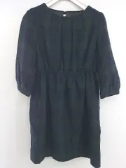 ◇ anatelier アナトリエ チェック 七分袖 ミニ ワンピース サイズ36 ネイビー グリーン レディース P  【1301200000487】