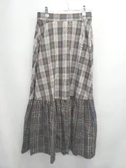 ◇ ⊆ AS KNOW AS PINKY アズノゥアズピンキー チェック柄 ロング丈 フレア スカート サイズF ブラウン系 レディース E  【1507160006396】