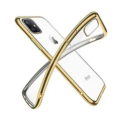 iPhone 11 ケース クリア 透明 tpu シリコン メッキ加工 スリム 薄型 6.1インチ スマホケース(ゴールド iPhone 11)