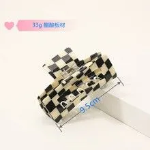 新品　ヘアクリップ　白黒市松柄　3個セット