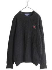 【お得なクーポン配布中!】 90s ポロゴルフ ラルフローレン コットン ケーブル ニット セーター メンズ L / オールド ポロ 長袖ニット ワンポイント クルーネック 黒