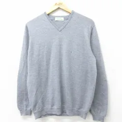 M/古着 長袖 セーター メンズ 90s 無地 メリノウール Vネック グレー 霜降り 24oct16 中古 ニット トップス