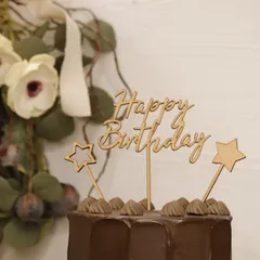メルカリ便 ③HappyBirthday 10cm  ケーキトッパー 誕生日 木
