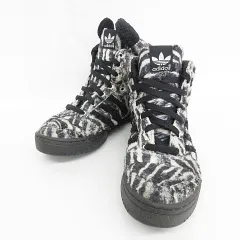 ジェレミースコット アディダス Jeremy Scott×adidas スニーカー ハイカット ゼブラ柄 G95749 ホワイト ブラック 白 黒 24.5のサムネイル