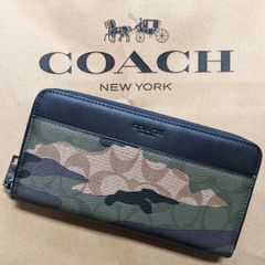 COACH 長財布 マホガニー×ダークグリーンカモフラージュ シグネチャー