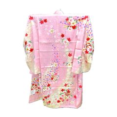 7歳　正絹　着物　襦袢付き　新品　ピンク　花　七五三
