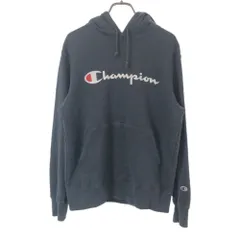 チャンピオン 長袖 スウェットパーカー M ブラック Champion プルオーバー トレーナー メンズ 古着 【240502】