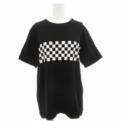 サイコバニー Psycho Bunny Tシャツカットソー 半袖 クルーネック フラッグチェック柄 L 黒 ブラック 白 ホワイト /GVのサムネイル
