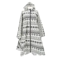 ☆ ブラック×ホワイト ☆ Lサイズ ☆ レインポンチョ おしゃれ pmyrainpoc002 レインポンチョ レインコート レイン ポンチョ レインウェア カッパ ファスナー フード 軽量 ユニセックス 雨 袋 男女兼用 レディース メンズ おしゃれ