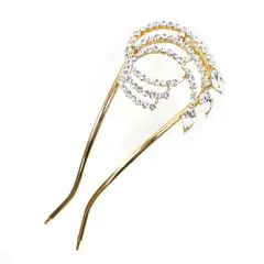 髪飾り 成人式 振袖 前撮り 袴 ゴールド ラインストーン キラキラ 小さい かんざし かわいい 粋 日本製 おしゃれ 卒業式 結婚 No.10-4900