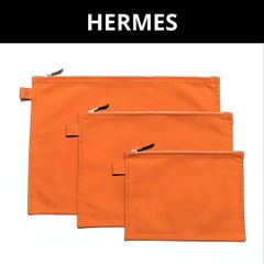 エルメス キャンバス ボラボラ ポーチ 3点セット オレンジ 美品