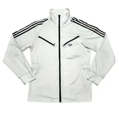 ★adidas★アディダス トラックジャケット ファイヤーバード 白 ホワイト トレフォイルロゴ 刺繍 黒色ライン