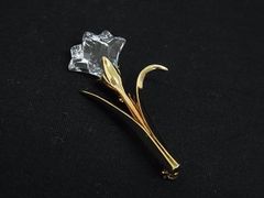 Swarovski スワロフスキー フラワーモチーフ ブローチ ゴールド 花