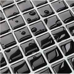 タイルシール ブラック 賃貸 ウォールステッカー 耐熱 防水 キッチンタイルシール モザイクタイル風シール 3D 簡単取付 モザイクタイルシール 洗面所 トイレ 北欧 黒 卓上DIY 壁紙シール 4枚 セット 色5