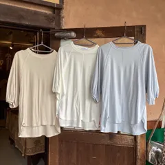 汗じみ防止UV袖ボリューム半袖プルオーバーTシャツ 春 夏 秋