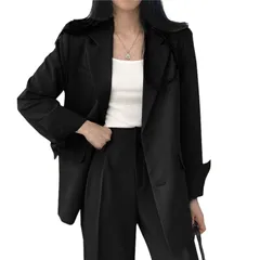 [Formemory] 卒業式 スーツ スーツ レディース ママ ママスーツ セットアップ レディース スーツ ジャケット 体型カバー レディース セットアップ レディース パンツスーツ シフォン 普段着 4色 5サイズ