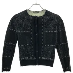 ALEXANDER McQUEEN アレキサンダーマックイーン Lace Grid Knit Cardigan シルクブレンドレースニットカーディガン 395743 Q1VSV ネイビー XSのサムネイル