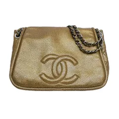 【名東】【CHANEL】シャネル ココマークチェーンショルダーバッグ キャビアスキン ゴールド シルバー金具 レディース【中古】