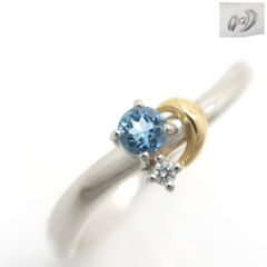 TASAKI アクアマリン ダイヤモンド リング PT900 K18 プラチナ ゴールド 11.5号 美品 仕上げ済 タサキ 田崎真珠 ◆送料込◆質屋-10964