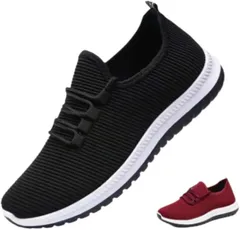 八虎工房 レディース スニーカー ランニングシューズ フィットネス 早く履ける 滑り止 スポーツシューズ ウォーキング 蒸れにくい(ブラック,  25.0 cm)