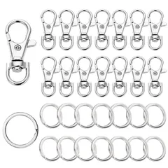 【在庫処分】サムコス ナスカン 二重リング キーホルダー 回転フック 金具 パーツ 38mm 平キーリング ダブルリングー 28mm DIY用 アクセサリーナスカン 手芸用品 手作り シルバー 15個入り