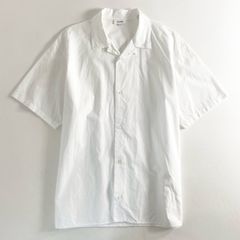 55e27 イタリア製 JIL SANDER ジルサンダー 半袖シャツ オープンカラーシャツ 開襟 サイズ41 ホワイト コットン100％ メンズ 紳士服