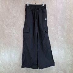 Reebok リーボック ロゴ刺繍　サイドポケット ブランドロゴ刺繍 ブラック　黒 M ジャージ カーゴパンツ