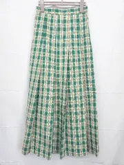 ◇ Θ FREAK'S STORE フリークスストア チェック柄 ロング丈 プリーツ スカート サイズF グリーン系 レディース E  【1507100010780】