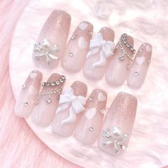 オーダーネイルチップ♡白ホワイト量産型フレンチガーリー韓国ワンホン