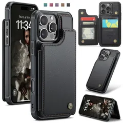 iPhone 11 Pro ケース 背面 カード入れ スタンド機能 アイフォン 11 プロ スマホカバー マグネット フラップ ICカード クリアポケット カードポケット カード収納 衝撃吸収のサムネイル